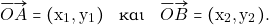 \[\overrightarrow{&Omicron;&Alpha;}=(\mathrm{x}_1,\mathrm{y}_1) \quad \text{&kappa;&alpha;&iota;} \quad \overrightarrow{&Omicron;&Beta;}= (\mathrm{x}_2,\mathrm{y}_2).\]