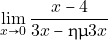 \[\displaystyle\lim_{x\to 0}\dfrac{x-4}{3x-\hm 3x}\]