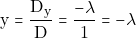 \[\mathrm{y} = \dfrac{\mathrm{D}_{\mathrm{y}}}{\mathrm{D}} = \dfrac{-\lambda}{1} = -\lambda\]