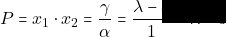 P = x_1 \cdot x_2 = \dfrac{\gamma}{\alpha} = \dfrac{\lambda - 3}{1} = \lambda - 3